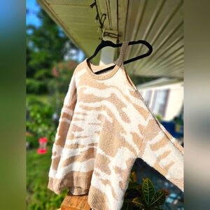 Rose Gold Glitter Animal Print OFF Shoulder Sweater